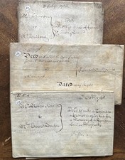 Lot of 3 18th C Vellum Indenture Deeds George II 1748&ndash;1760 Seals