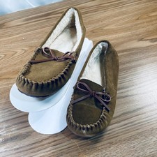 Secret Treasures Women's Moccasin Slippers Brown Fuzzy Lined Slip On Size 6M