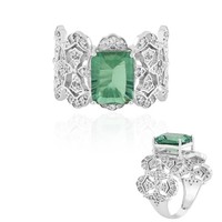Cavill Ring GrüNer Fluorit 2,66Ct 925 Silber Rhodiniert Zirkone Damen