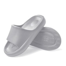 Men´s Pillow Slippers - Ultra-Soft Shower Shoes, Anti-Slip Bathroom 6 Grey