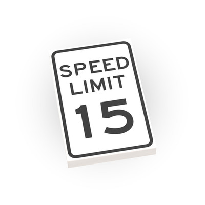 15 MPH Speed Limit Street Sign  - 2x3 Tile  Minifig Scale - Brick City Custom