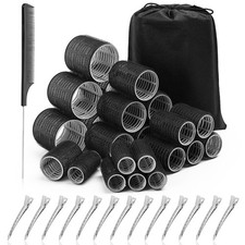 38 Pcs Self Grip Hair Rollers Set with 4 Sizes, 12 Pcs Hair Clips, Comb and Stor
