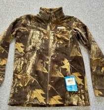 Columbia Fleece Camouflage Jacket Youth Large 14/16 Full Zip Pockets Hunting