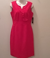 TAHARI, NEW, RED, SLEEVELESS, RUFFLE. BEAUTIFUL DRESS, REGULAR 6, NWT