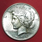 1934-P Peace Dollar, Nice Mint Luster, Choice Tougher Date Inv#412-4522