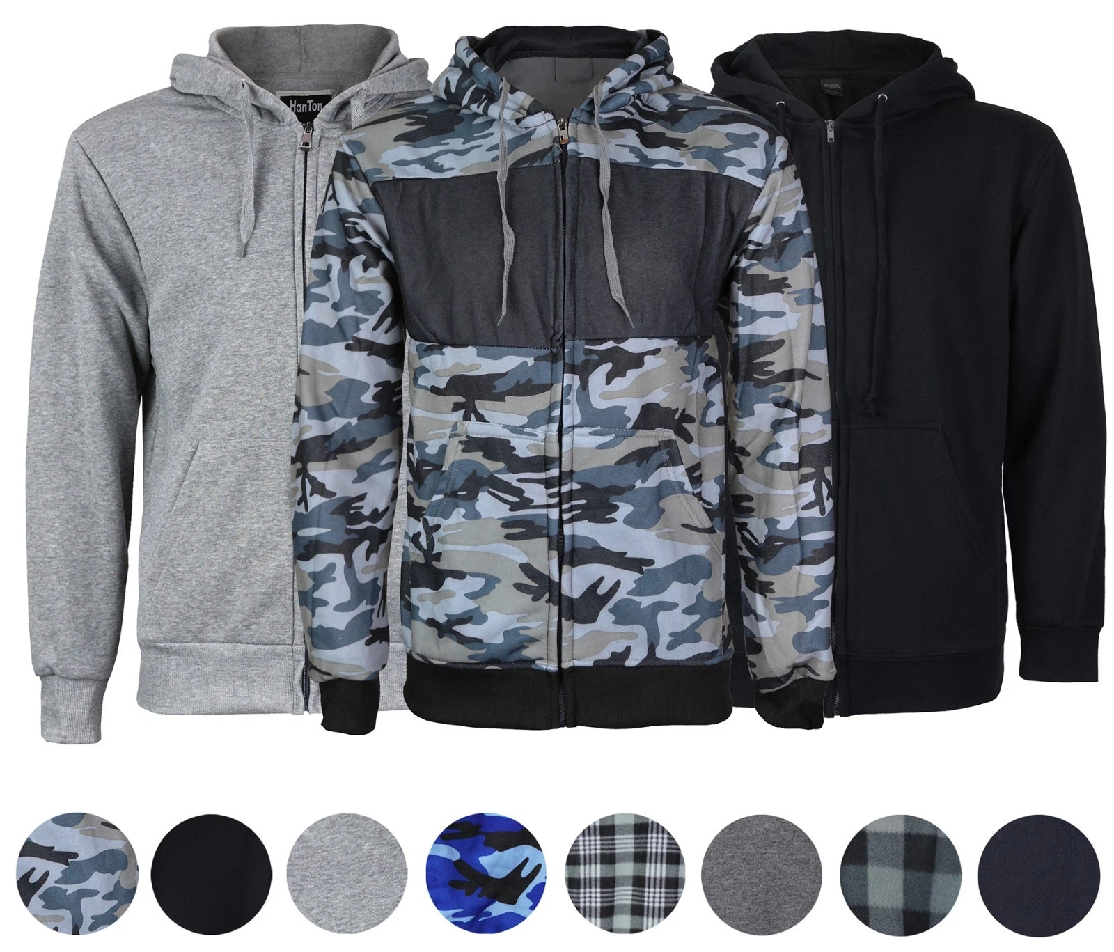 Men's Cotton Blend Zip Up Drawstring Fleece Lined Sport Gym Sweater Hoodie