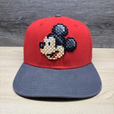 Mickey Mouse Hat Cap Snap Back Red Gray Disney Parks Embroidered Patch Youth