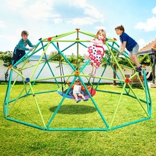 Hapfan 10ft Climbing Dome Swingset with Saucer Swing Jungle Gym for Kids Outdoor