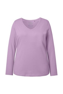 Ulla Popken Damen große Größen Shirt Slim V Ausschnitt Langarm 719505