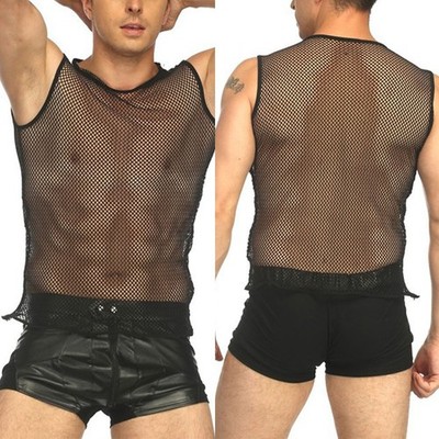 Nouveaux hommes Athletic Mesh String Tank Top Sleeveless Slim Fit Shirt