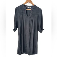 Ulla Johnson 100% Silk V Neck Charcoal Grey Womens Dress Size 2