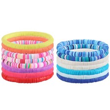 15 Pcs Friendship Bracelets Clay Bead Bracelets Heishi Bracelets Set Stackable S