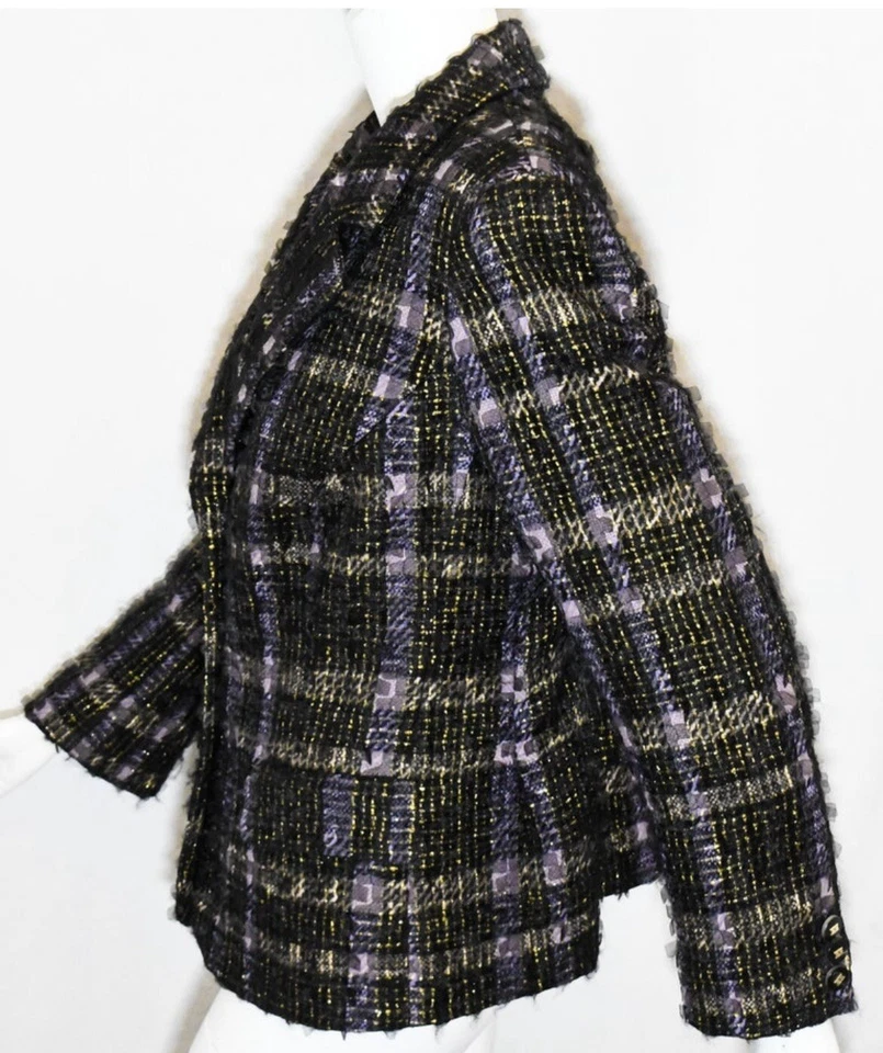 Chaqueta Escada Tweed Tono Púrpura, Negro y Dorado Hilo Talla 36 (pequeña/mediana) Foto 4 de 4
