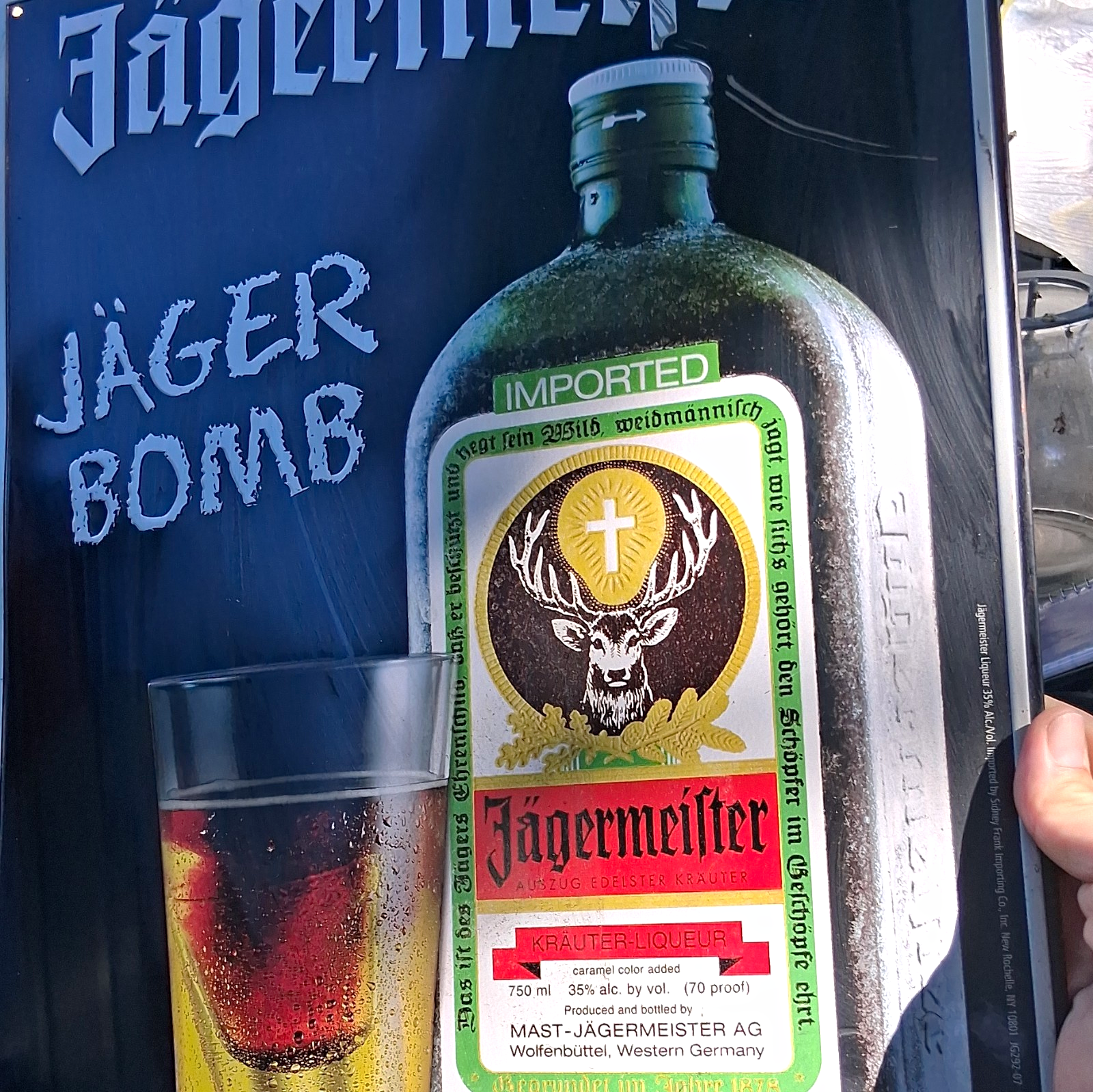 Jagermeister Jäger Bomb Distillery Advertising Sign - Black Green Orange White