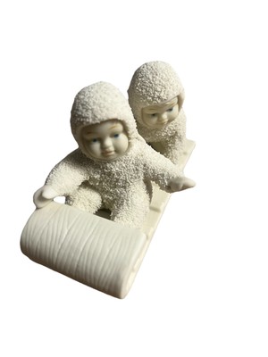 Vintage Dept 56 Snowbabies Figurine  Down the Hill We Go  79600 Babies On Sled