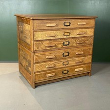 VINTAGE INDUSTRIAL 1940s PLAN CHEST ARCHITECT 6 DRAWERS WOODEN HANDLES #4717