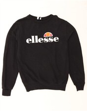 ELLESSE Womens Oversized Graphic Sweatshirt Jumper UK 10 Small Black JB13