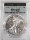 1998 $1 American Silver Eagle PCGS MS69 Premier Label (166)