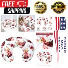 Floral Nursing Pillow Cover for Baby Girl, Soft Organic Breastfeeding Pillow ...