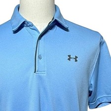 Under Armour Heatgear Shirt Mens Medium Light Blue Short Sleeve Golf Polo