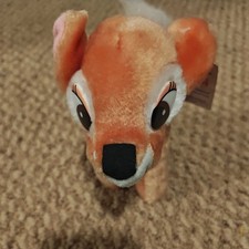 Vintage Walt Disney Bambi Plush Stuffed Animal Toy w Tag 7" T / Animated Classic