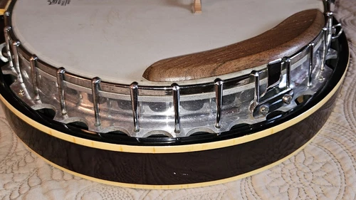 Vintage 5 String Resonator Banjo, Unmarked, with case, Similar To Harmony Eagle - Picture 5 of 22