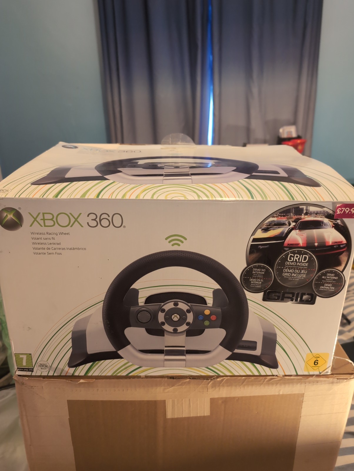 Microsoft Xbox 360 Wireless Racing Wheel Force Feedback Pedals Clamp Boxed