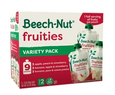 Beech-Nut Fruities Stage 2 Baby Food Variety Pack, 3.5 oz Pouch (9 Pack)