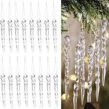36 Pieces Clear Plastic Icicle Christmas Ornaments Acrylic Ornaments Xmas Tree