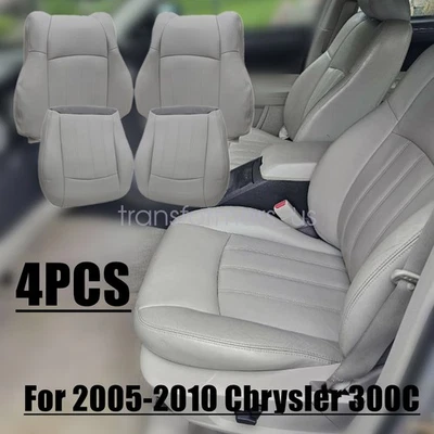 4PCS For 2005-2010 Chrysler 300C Both Side Bottom & Top Seat Cover Lt Gray - Bild 1 von 4