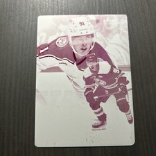 2025-26 UD Flair Hockey Kent Johnson Magenta Printing Plate 1/1 Blue Jackets