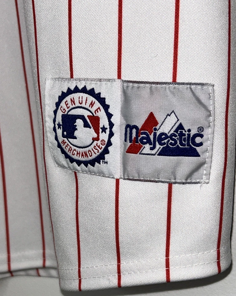 KEN GRIFFEY JR. Cincinatti Reds VINTAGE Majestic Pin Striped MLB Jersey sz XL - Image 3 of 4