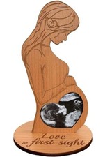 Baby Ultrasound Photo Frame - Sonogram Frame Gift Natural Wood - Heart Shape