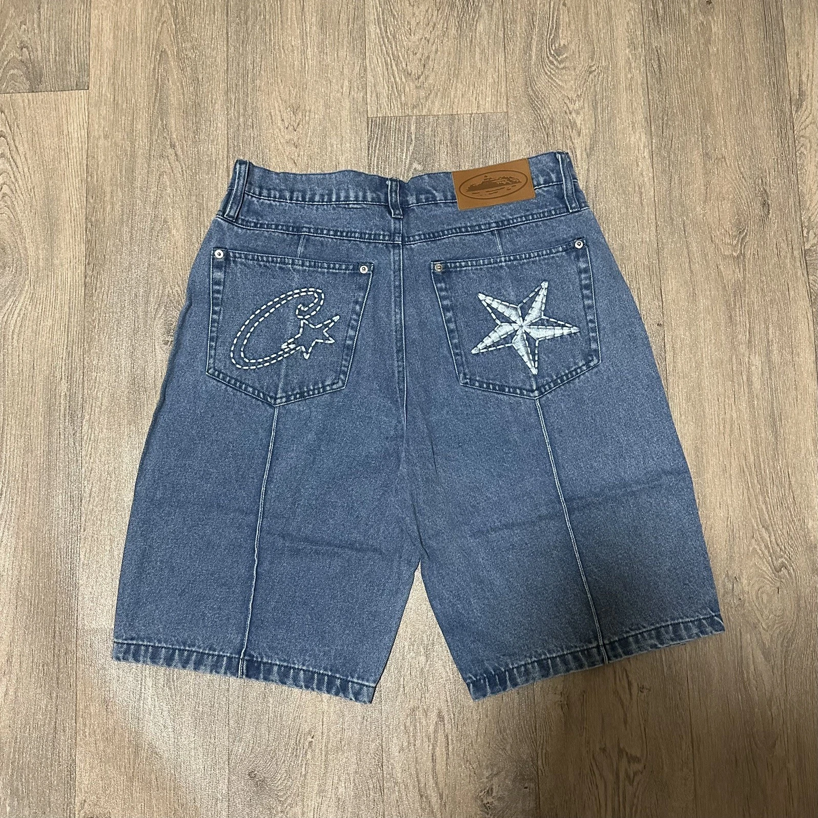 Corteiz Rules The World RTW Alcatraz Summer Denim Denim Jorts Shorts - Blue (S)