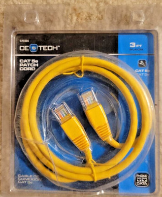 CE TECH CAT 5e PATCH CORD SKU #575684 3ft  Yellow Cable