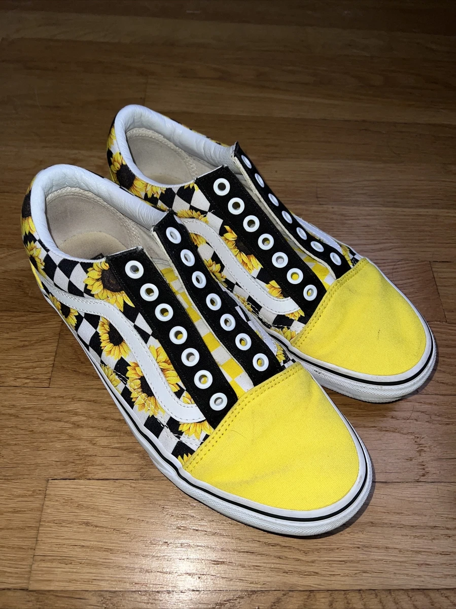 Panorama Flere silke Vans Old Skool Sunflower Skate Sneakers Black Yellow 8 Men's 9.5 Women's No  Lace | eBay