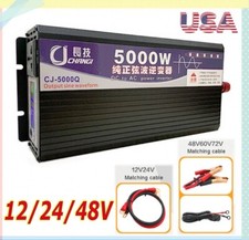 5000W 12/24/48V DC to 220V AC Pure Sine Wave Car Converter RV Car Power Inverter