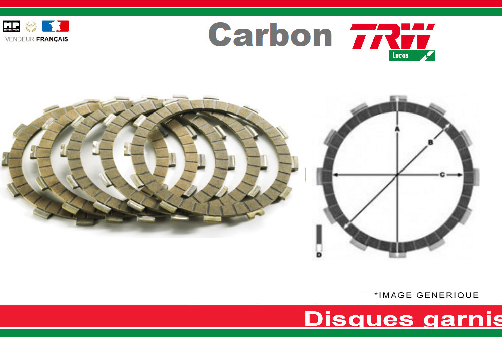 Disques d'embrayage carbone TRW Racing pour grip maximal Yamaha YZ F