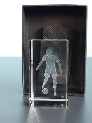 ''Soccer Man'' 3D Laser Cut Block MADE IN USA Neu mit Box von Crystal Impressions