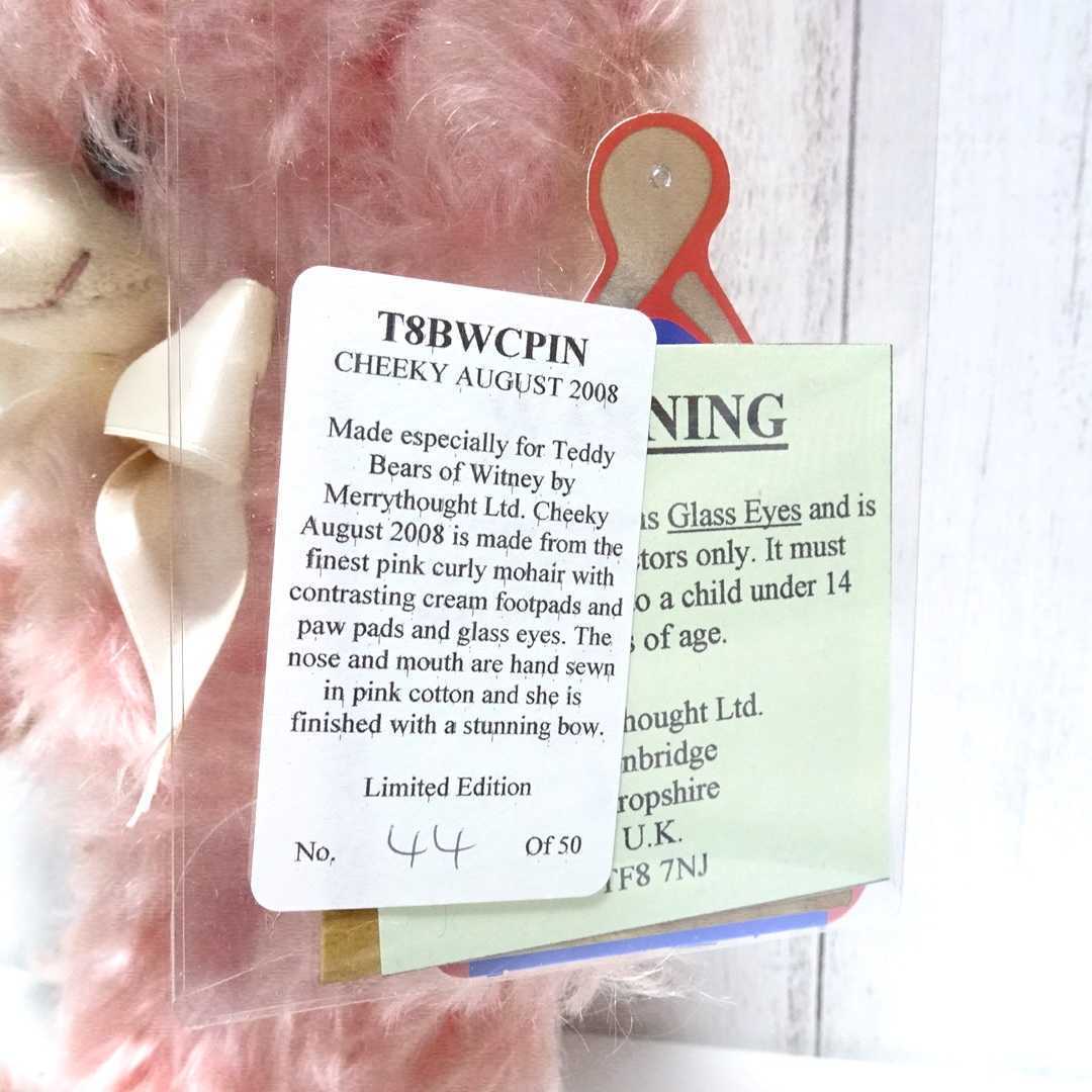 Plush Toy Merrythought 2008 Cheeky Teddy Bear Pink England