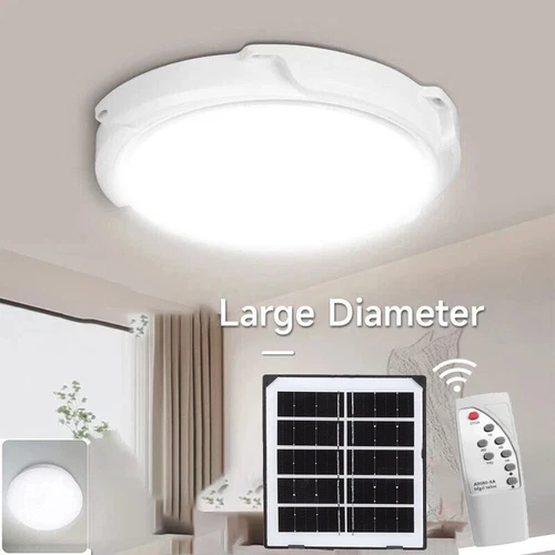 Solar Power Ceiling Pendant Light Remote Control Out/Indoor Lamp Waterproof US