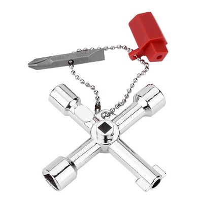 4 Way Cross Key Multi-Functional 4 in 1 Universal Utilities Key with Bit Zinc...