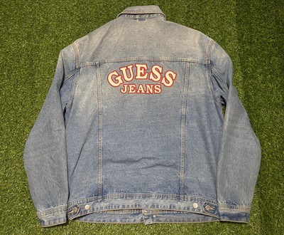 guess denim jacket logo on back