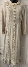 Vintage David Warren of New York Prairie Maxi Wedding Lace Trim Dress Size S?