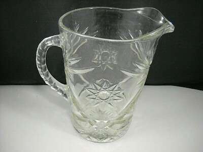 Anchor Hocking Glass Clear Early American Prescut 54 oz Pitcher Star Fan Design