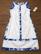 Lauren Ralph Lauren Blue White Sleeveless Dress Career Party NWT Size 6 MSRP$134