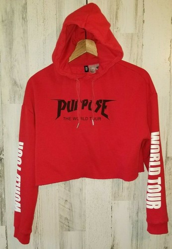Sudadera con capucha recortada Justin Bieber Purpose World Tour talla roja | eBay