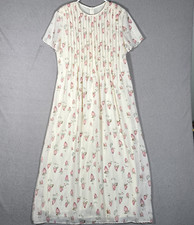 VNTG Chiffon Layered Maxi Dress S Cream Floral Prairie Cottage Core Rose Buds