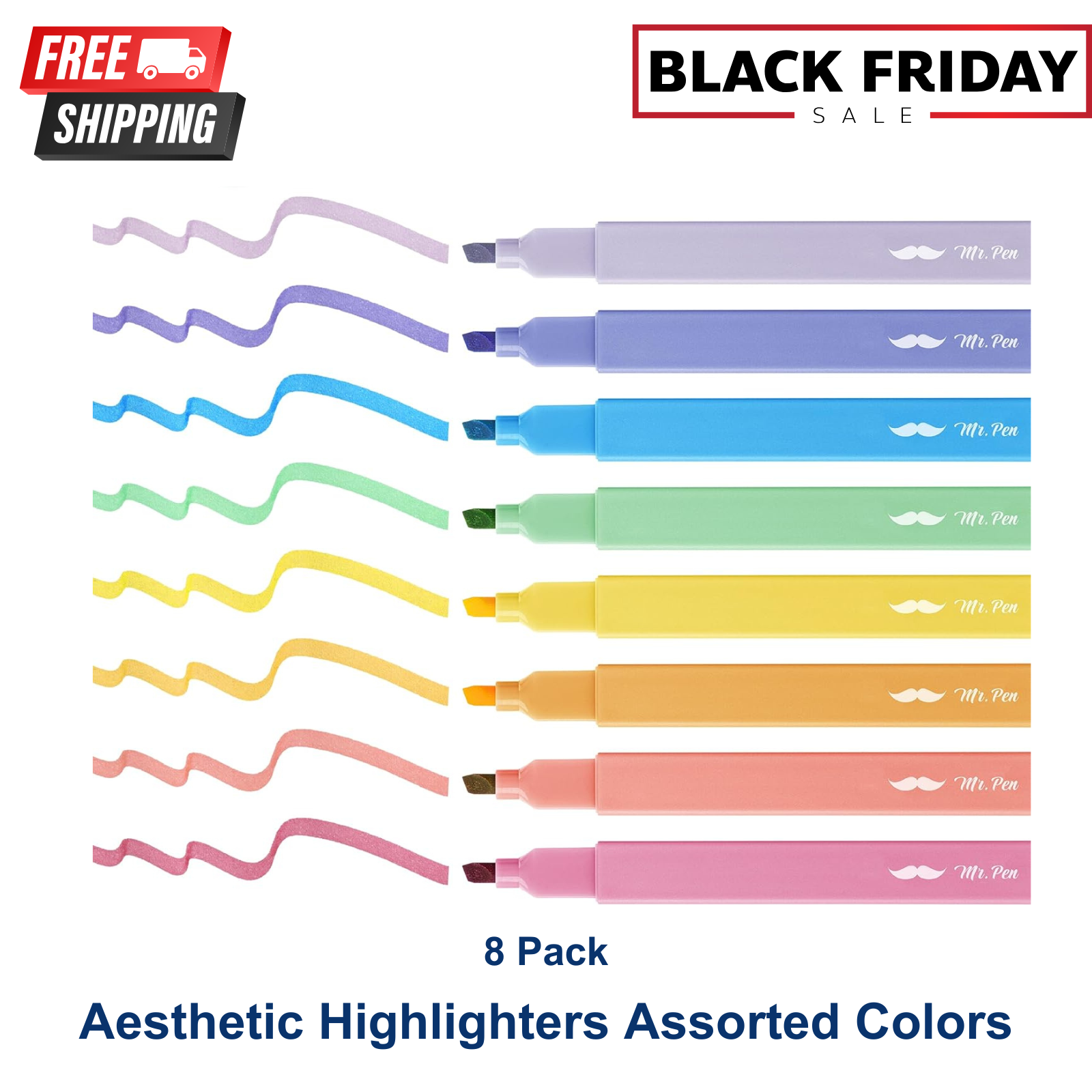 8Pk Aesthetic Highlighters -No Bleed, Chisel Tip,Assorted Colors for Bible,Notes-image