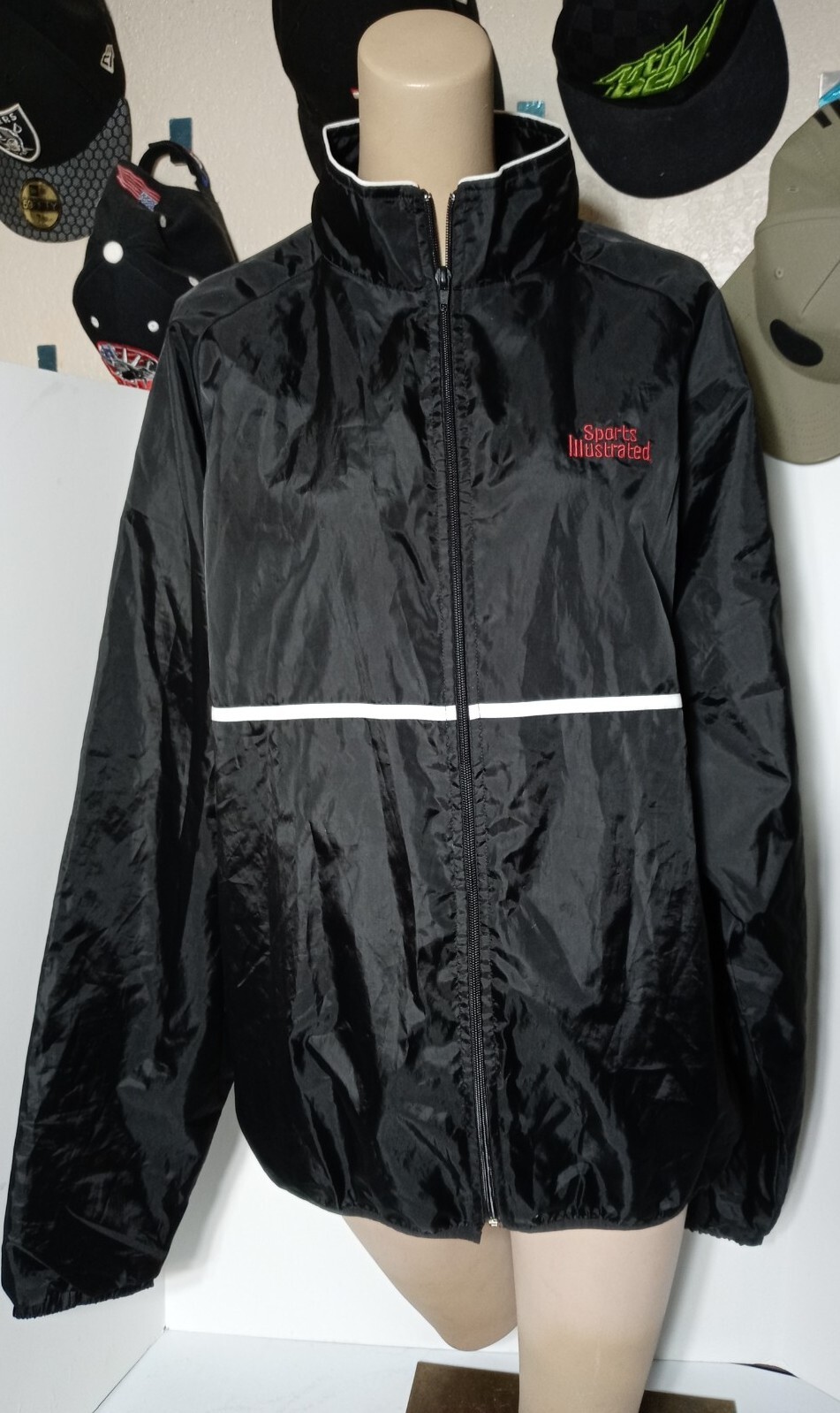 Sports Illustrated Windbreaker Black Reflective Red L… Gem